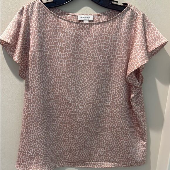 Nordstrom Pink Satin Patterned Women's Top size small - Picture 1 of 6